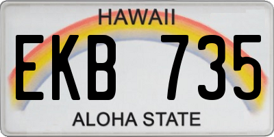 HI license plate EKB735