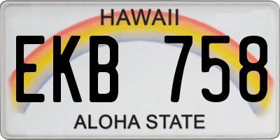 HI license plate EKB758