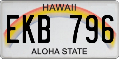 HI license plate EKB796