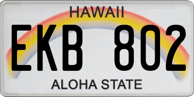 HI license plate EKB802