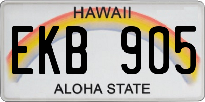 HI license plate EKB905