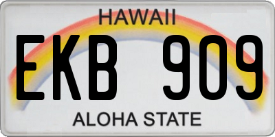 HI license plate EKB909