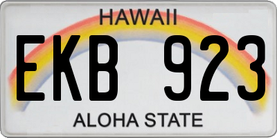 HI license plate EKB923