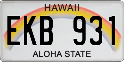 HI license plate EKB931
