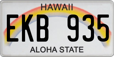 HI license plate EKB935