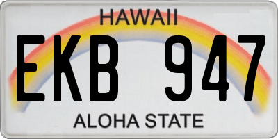 HI license plate EKB947