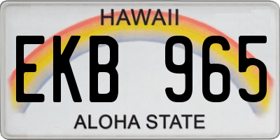 HI license plate EKB965