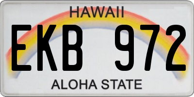 HI license plate EKB972