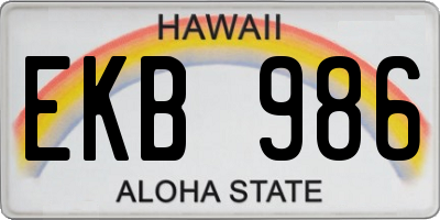 HI license plate EKB986
