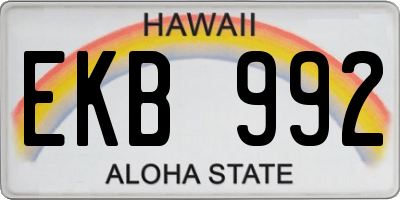 HI license plate EKB992