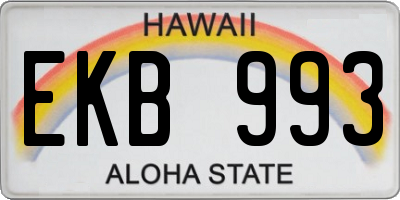 HI license plate EKB993