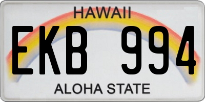HI license plate EKB994