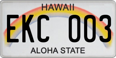 HI license plate EKC003
