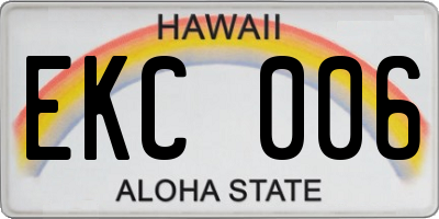 HI license plate EKC006