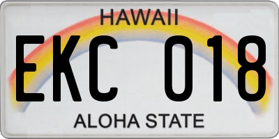 HI license plate EKC018