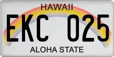 HI license plate EKC025