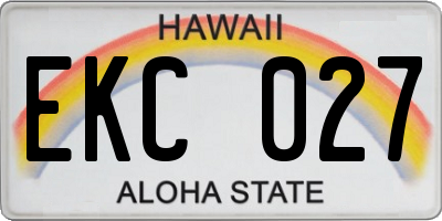 HI license plate EKC027