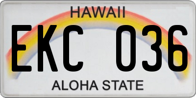 HI license plate EKC036