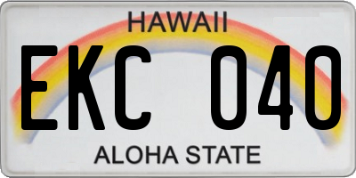 HI license plate EKC040