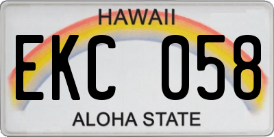 HI license plate EKC058
