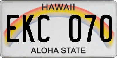 HI license plate EKC070