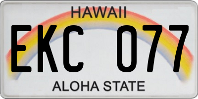 HI license plate EKC077