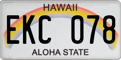 HI license plate EKC078