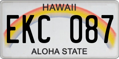 HI license plate EKC087