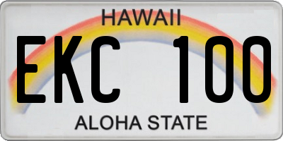 HI license plate EKC100