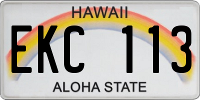 HI license plate EKC113