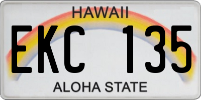 HI license plate EKC135