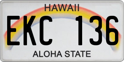 HI license plate EKC136