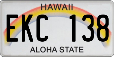 HI license plate EKC138
