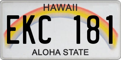 HI license plate EKC181