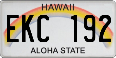 HI license plate EKC192