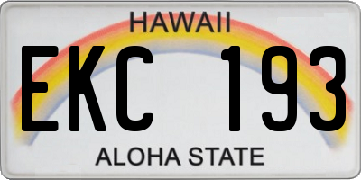 HI license plate EKC193
