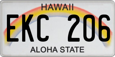 HI license plate EKC206