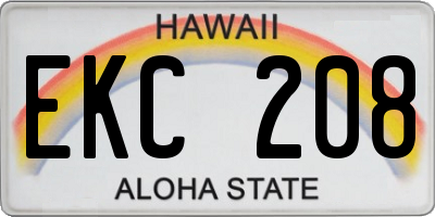 HI license plate EKC208