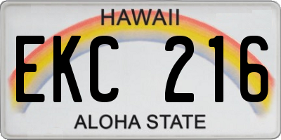 HI license plate EKC216