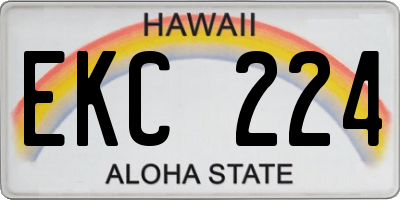 HI license plate EKC224