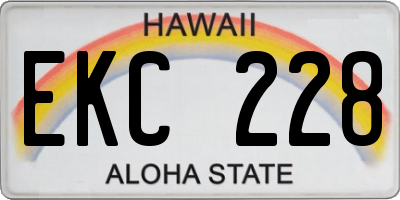 HI license plate EKC228