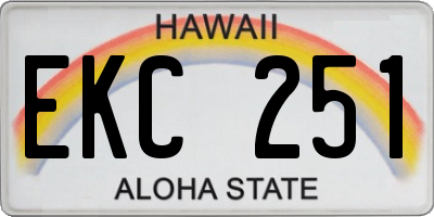 HI license plate EKC251