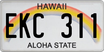 HI license plate EKC311