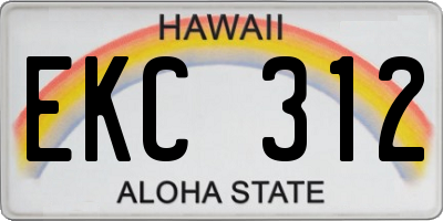 HI license plate EKC312