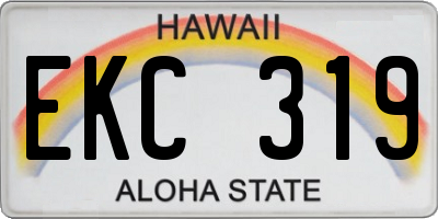 HI license plate EKC319