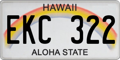 HI license plate EKC322