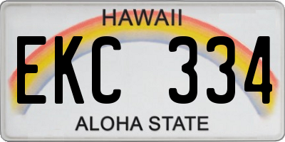 HI license plate EKC334