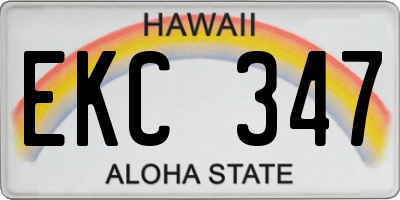 HI license plate EKC347