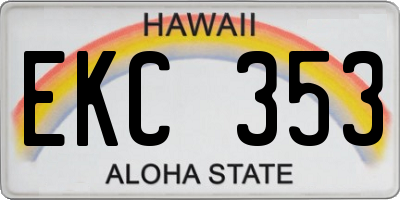 HI license plate EKC353