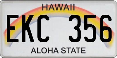 HI license plate EKC356